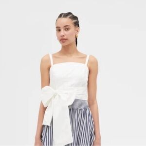 Brand New- Tags On. HILL HOUSE- Crisp White Bow Tie Top - size XL women